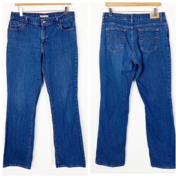 LEVI’S 550 Relaxed Bootcut Mid-Hi Rise Jeans 12 long Darker Wash Western Y2K - Picture 1 of 10